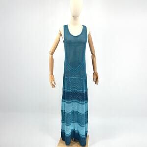 Y2K Tommy Bahama Blue Linen Cotton Mesh Swim Cover-Up Dress